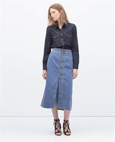 long denim skirt zara.